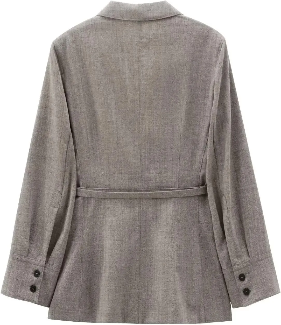 Women's Slim Blazer with Belt Notched Lapel Long Sleeve Office Business Jacket