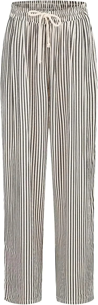 Women's Striped Wide Leg Lounge Pants Pinstripe Drawstring Lightweights Beach Trousers