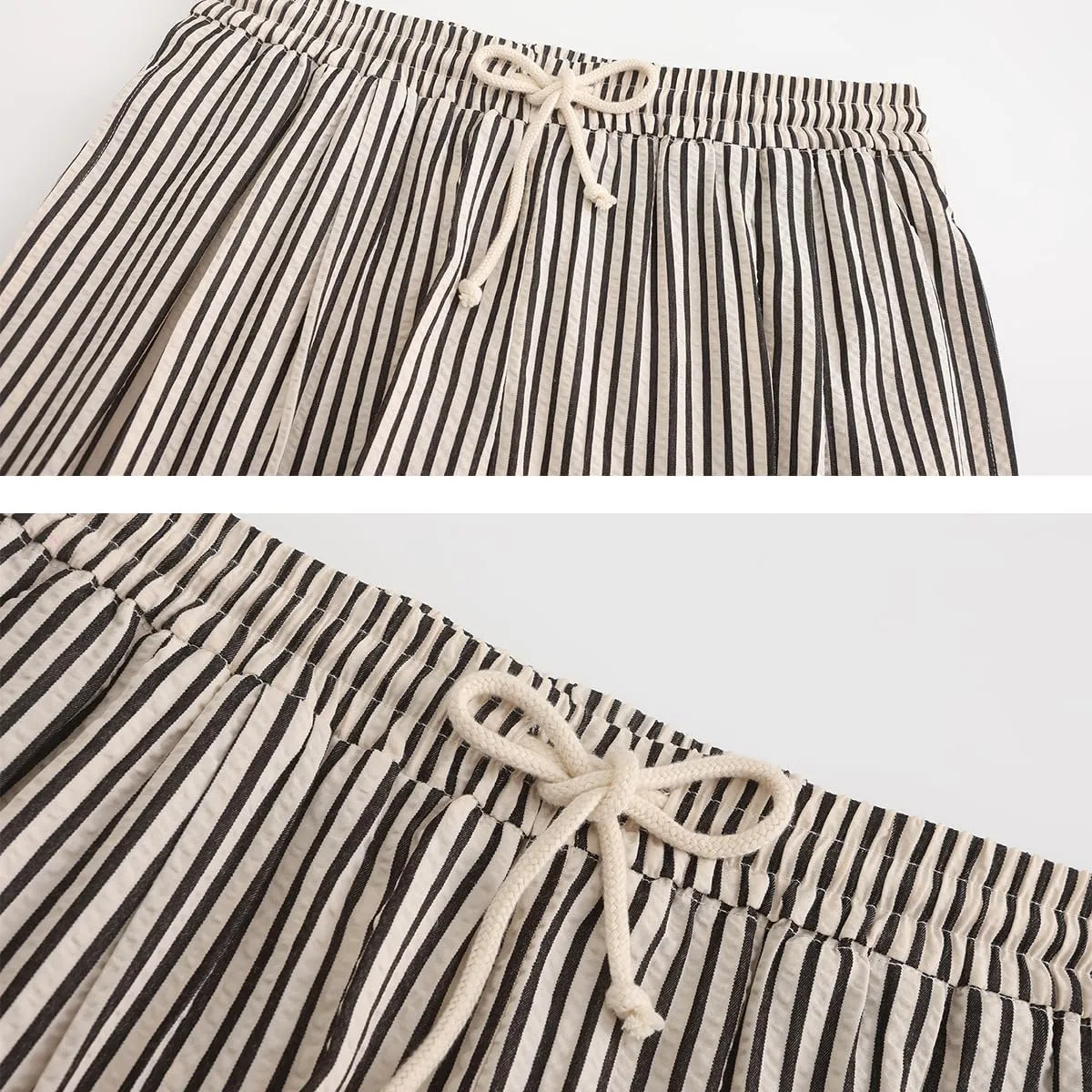 Women's Striped Wide Leg Lounge Pants Pinstripe Drawstring Lightweights Beach Trousers