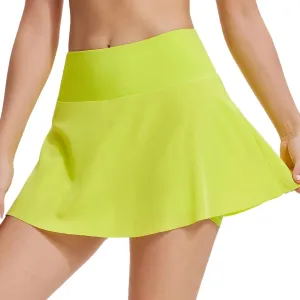 Women's Tennis Skirts with Pockets, High Elastic Spandex & Polyester Athletic Skorts, Size XXXL for 145-160 Lbs, Black