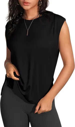 Workout Tank Tops for Women Crewneck Flowy Loose Fit Sleeveless Athletic Gym Tops Running Yoga Shirts Muscle Tank