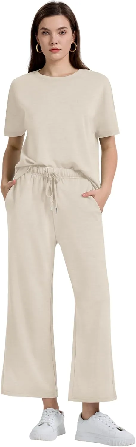 XIEERDUO Women's 2 Piece Outfits For Women Loose Pajamas Pullover Tops And Wide Leg Pants Lounge Sets Tracksuit Sweatsuit