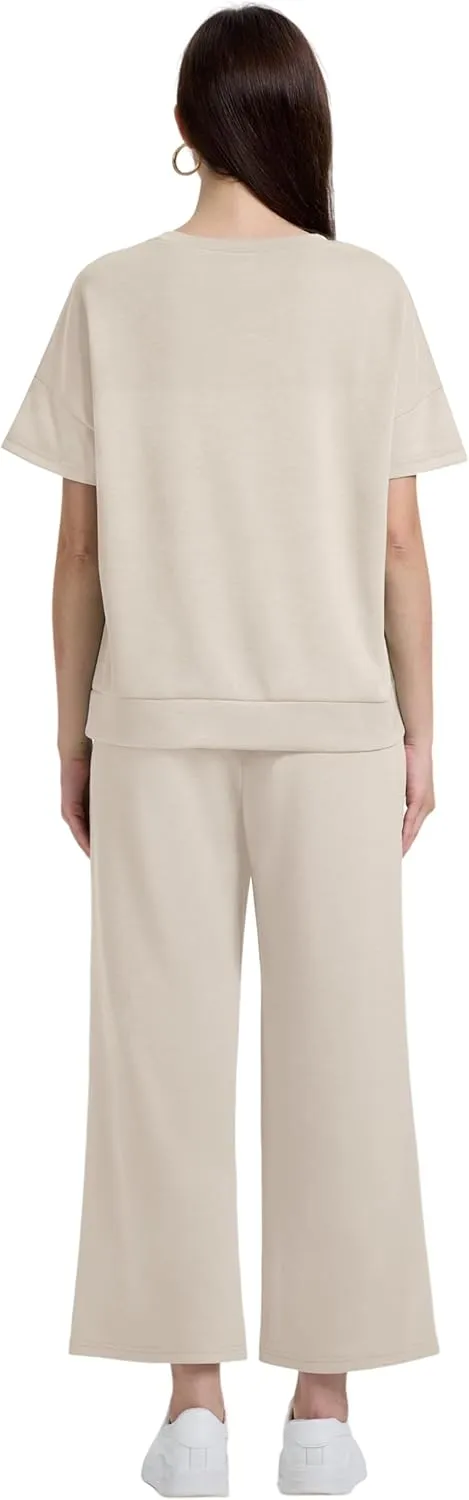 XIEERDUO Women's 2 Piece Outfits For Women Loose Pajamas Pullover Tops And Wide Leg Pants Lounge Sets Tracksuit Sweatsuit