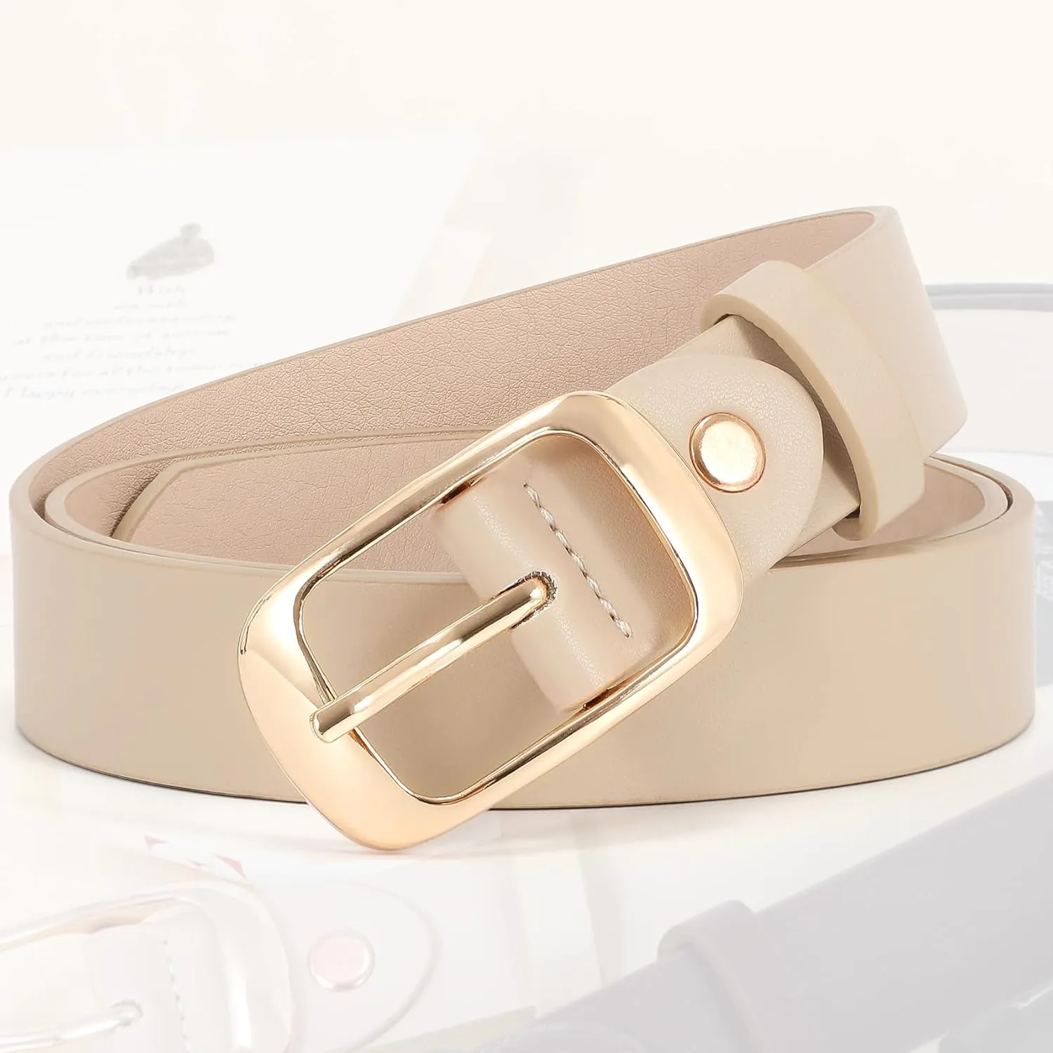 XZQTIVE 2 Pack Women Plus Size Leather Belts Fashion Cowhide Waist Belt with Solid Pin Buckle for Jeans Pants Dress