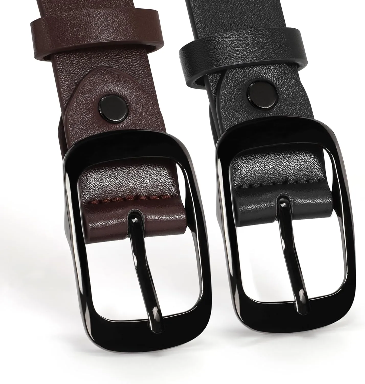 XZQTIVE 2 Pack Women Plus Size Leather Belts Fashion Cowhide Waist Belt with Solid Pin Buckle for Jeans Pants Dress
