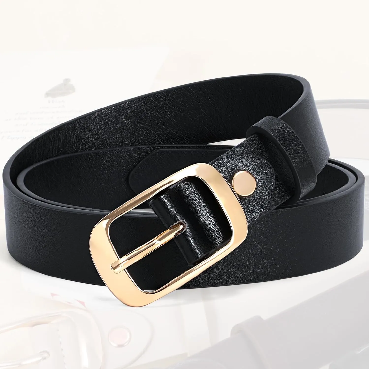 XZQTIVE 2 Pack Women Plus Size Leather Belts Fashion Cowhide Waist Belt with Solid Pin Buckle for Jeans Pants Dress