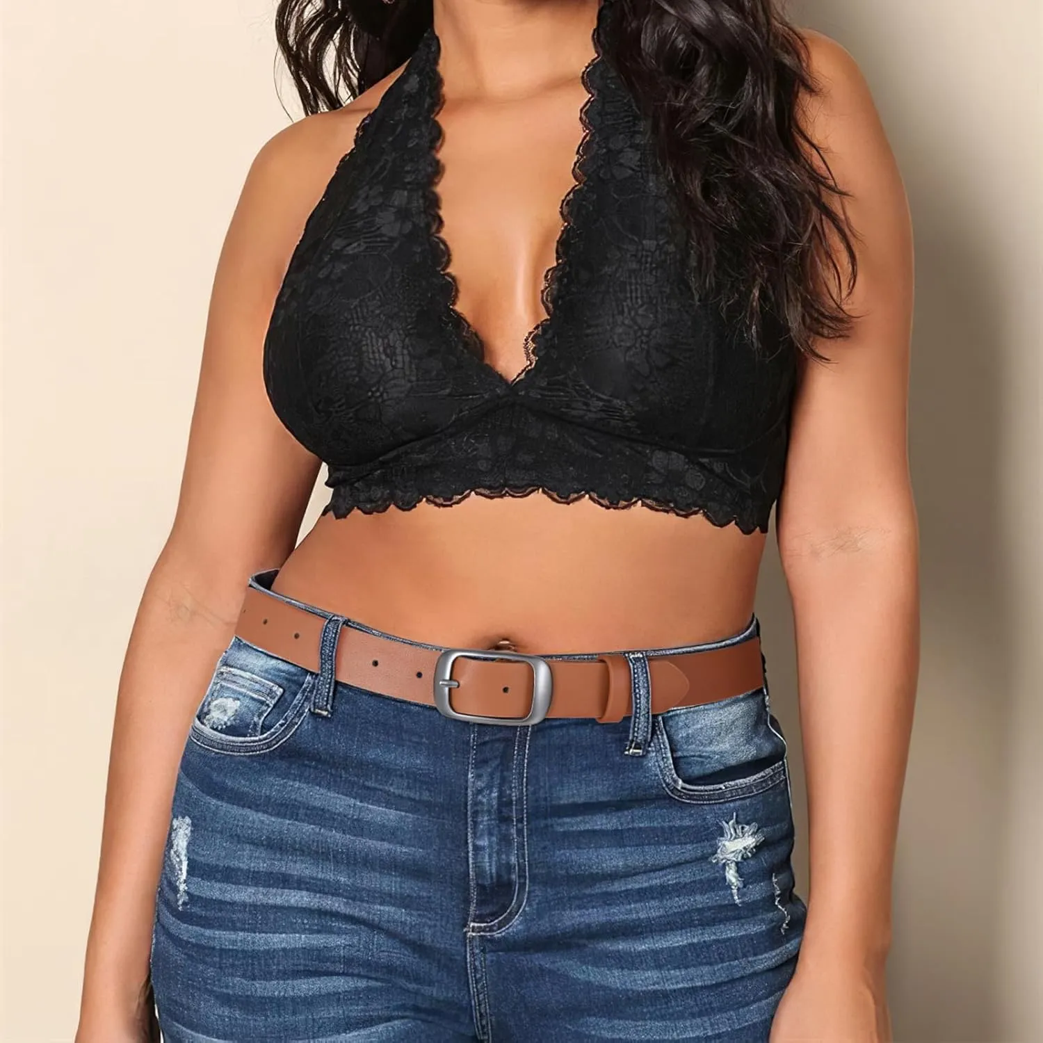 XZQTIVE 2 Pack Women Plus Size Leather Belts Fashion Cowhide Waist Belt with Solid Pin Buckle for Jeans Pants Dress