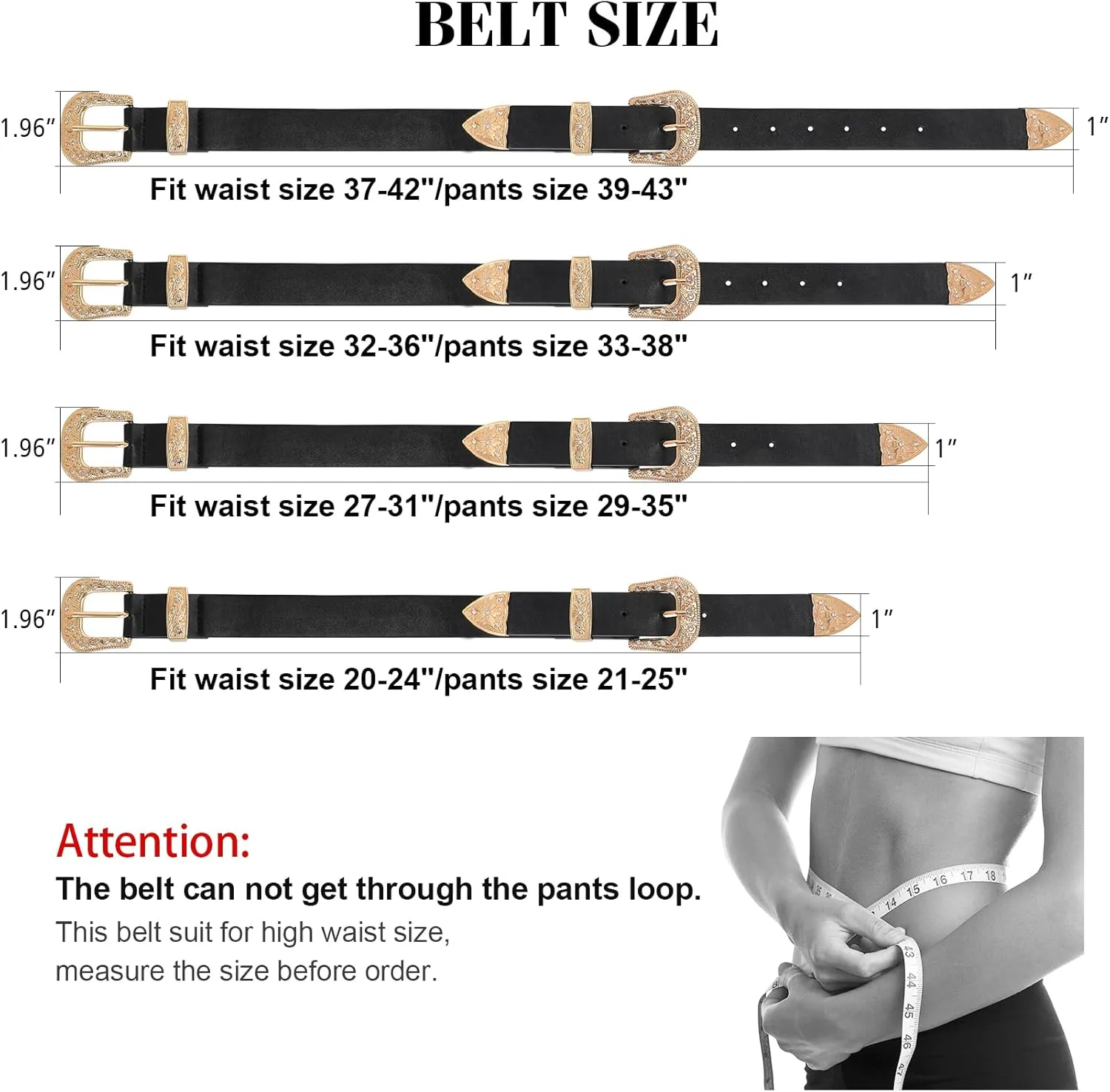 XZQTIVE Women Leather Belt Ladies Vintage Western Belt Retro Cowgirl Leather Belt Black Waist Belt for Pants Jeans Dresses