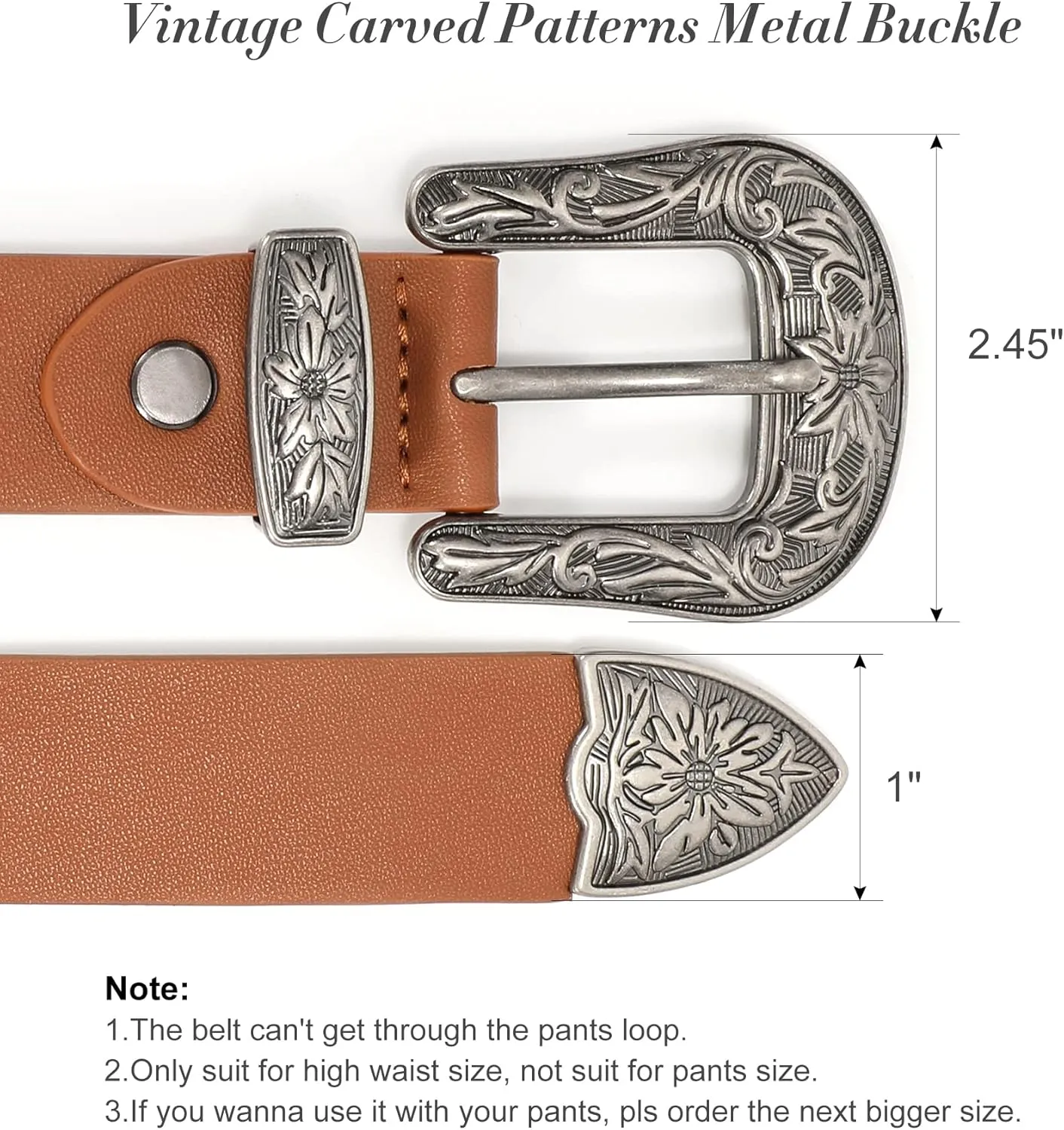 XZQTIVE Women Leather Belt Ladies Vintage Western Belt Retro Cowgirl Leather Belt Black Waist Belt for Pants Jeans Dresses