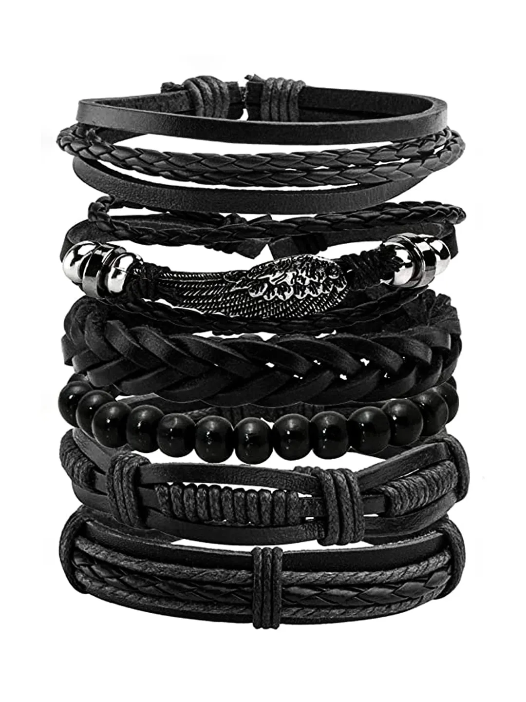 Yellow Chimes Multi Strand Leather Wrap Wrist Bracelet for Men and Women (Design 11)
