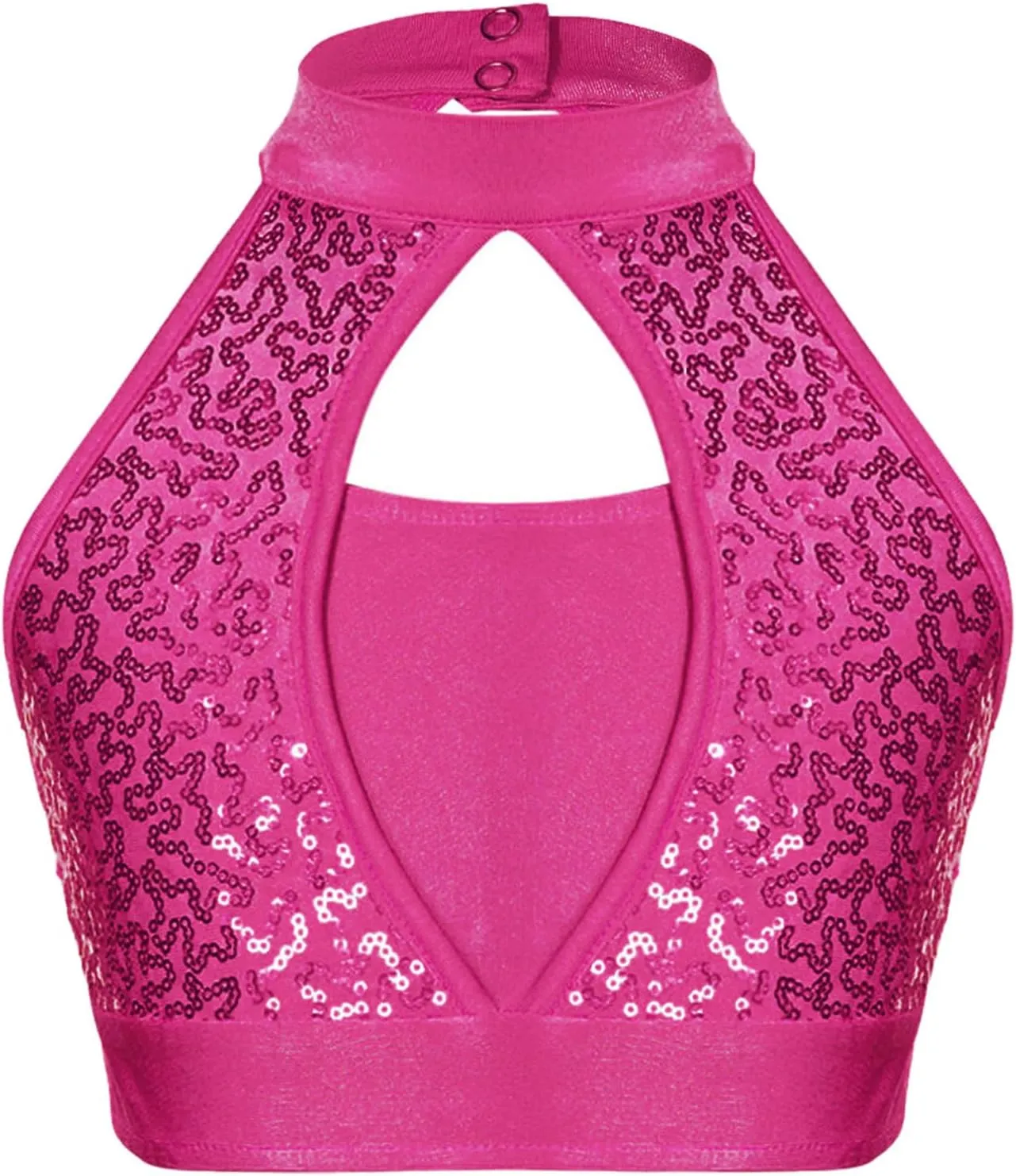 YiZYiF Girls Sequins Dance Crop Tops Cheer Jazz Performance Vest Shirt Sleeveless Camisole Tank Tops Costume