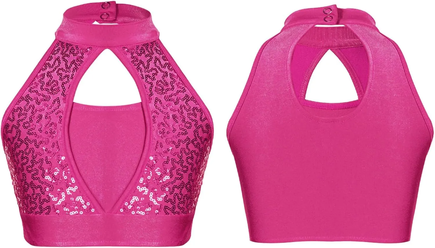 YiZYiF Girls Sequins Dance Crop Tops Cheer Jazz Performance Vest Shirt Sleeveless Camisole Tank Tops Costume