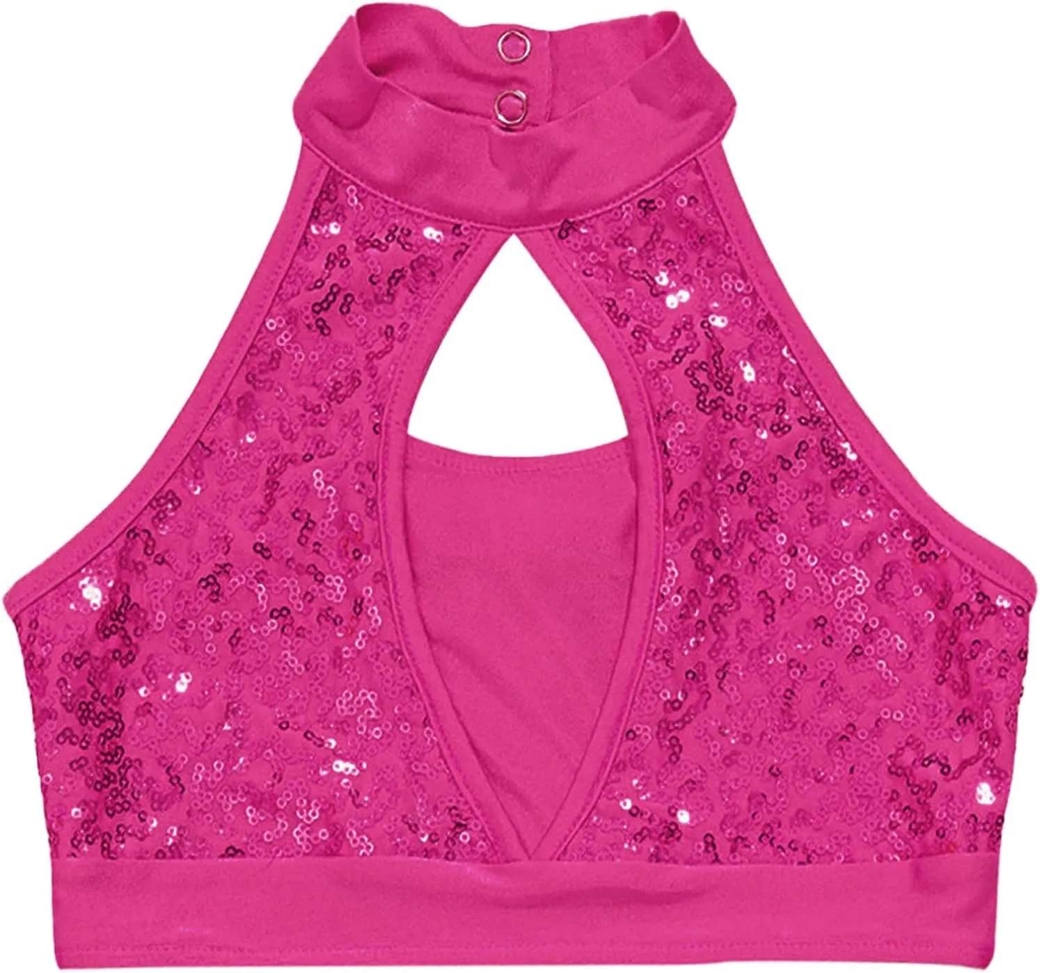 YiZYiF Girls Sequins Dance Crop Tops Cheer Jazz Performance Vest Shirt Sleeveless Camisole Tank Tops Costume