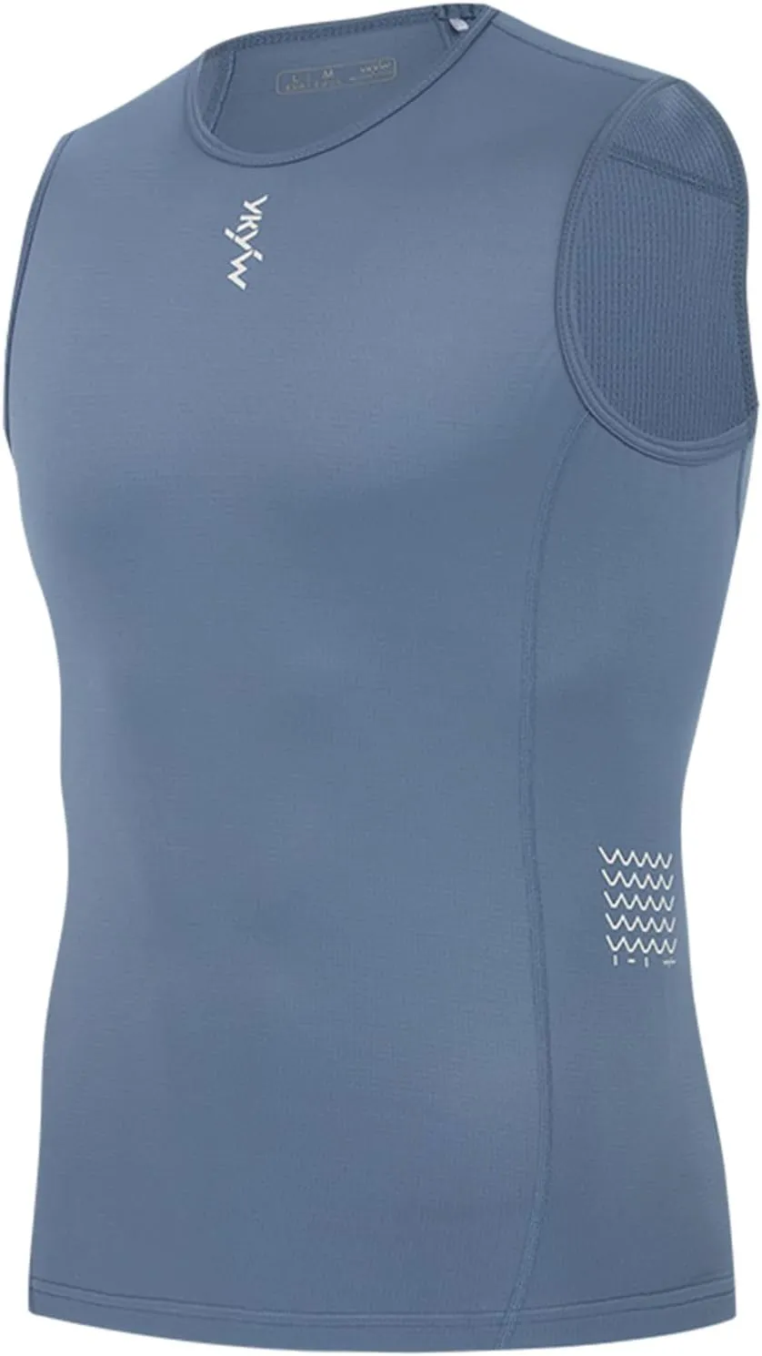 YKYWBIKE Men's Cycling Base Layer Sleeveless Cycling Jersey Men Quick Dry Bicycle Undershirt Mesh Bike Base Layer Vests