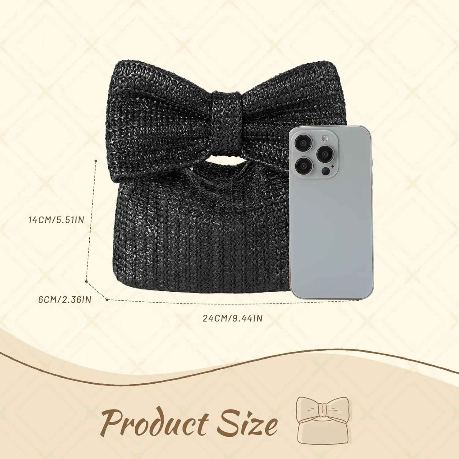 Ynport Bow Straw Clutch Purses for Women Summer Woven Rattan Handbags Wicker Beach Tote Bag 2025