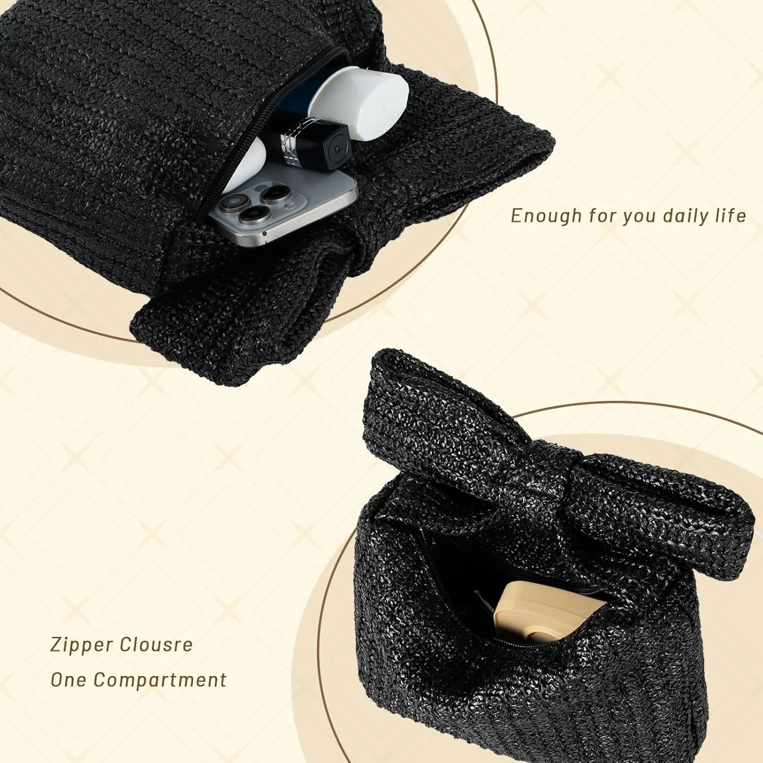 Ynport Bow Straw Clutch Purses for Women Summer Woven Rattan Handbags Wicker Beach Tote Bag 2025
