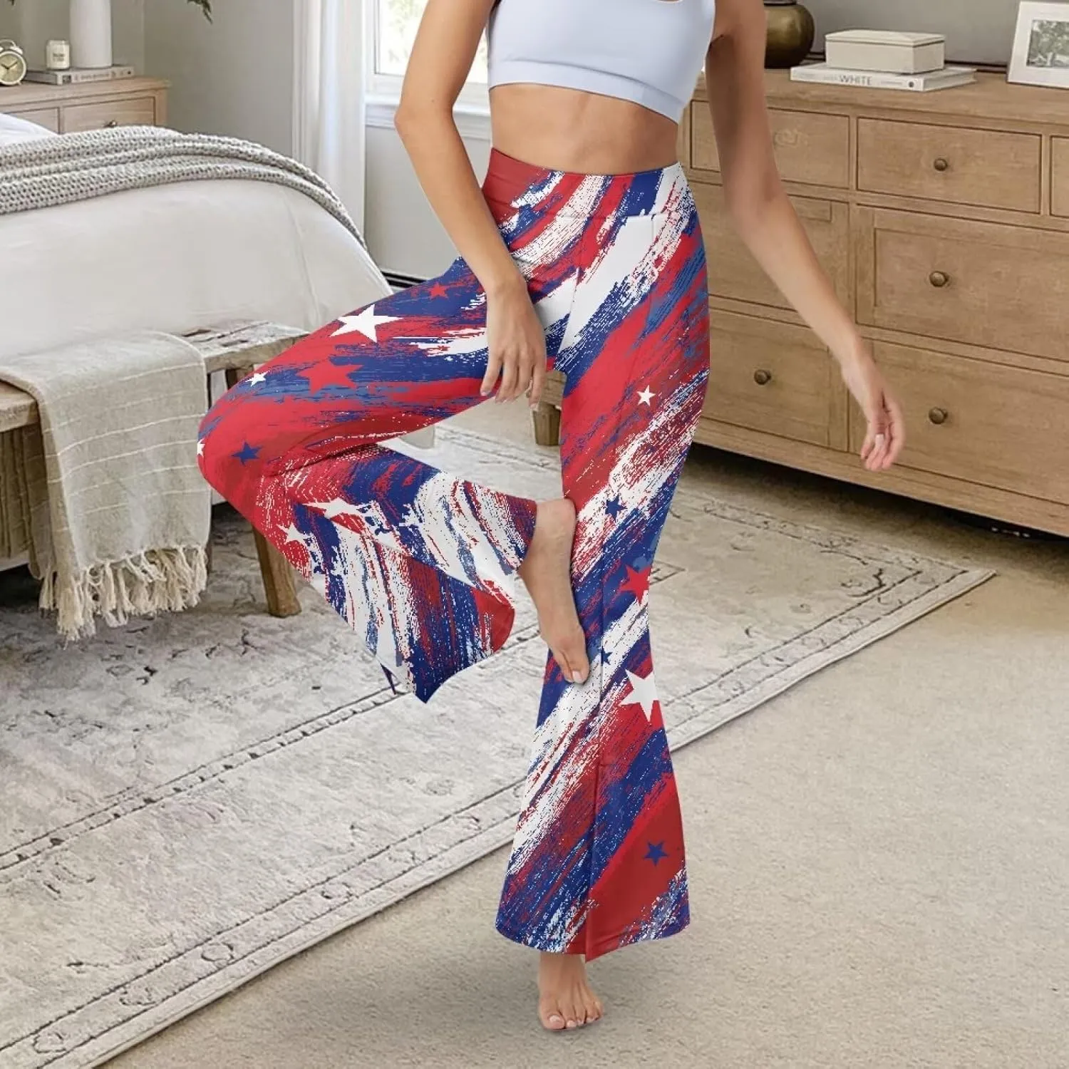 Yoga Pants Women Flared Slit Leggings Tummy Control High Waist Bell Bottom Trousers Plus Size Workout Bootleg Pants