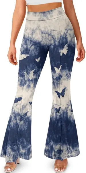 Yoga Pants Women Flared Slit Leggings Tummy Control High Waist Bell Bottom Trousers Plus Size Workout Bootleg Pants