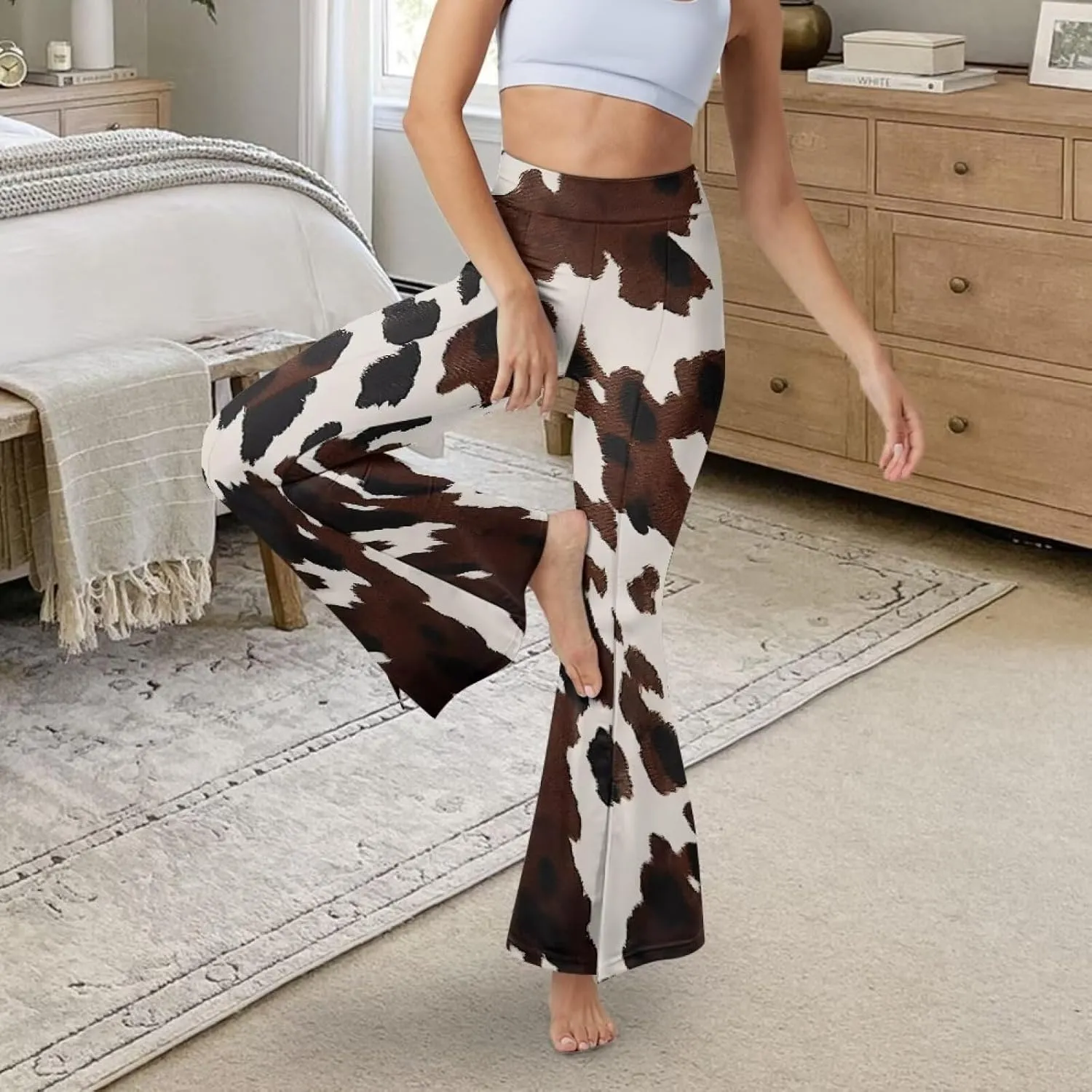 Yoga Pants Women Flared Slit Leggings Tummy Control High Waist Bell Bottom Trousers Plus Size Workout Bootleg Pants