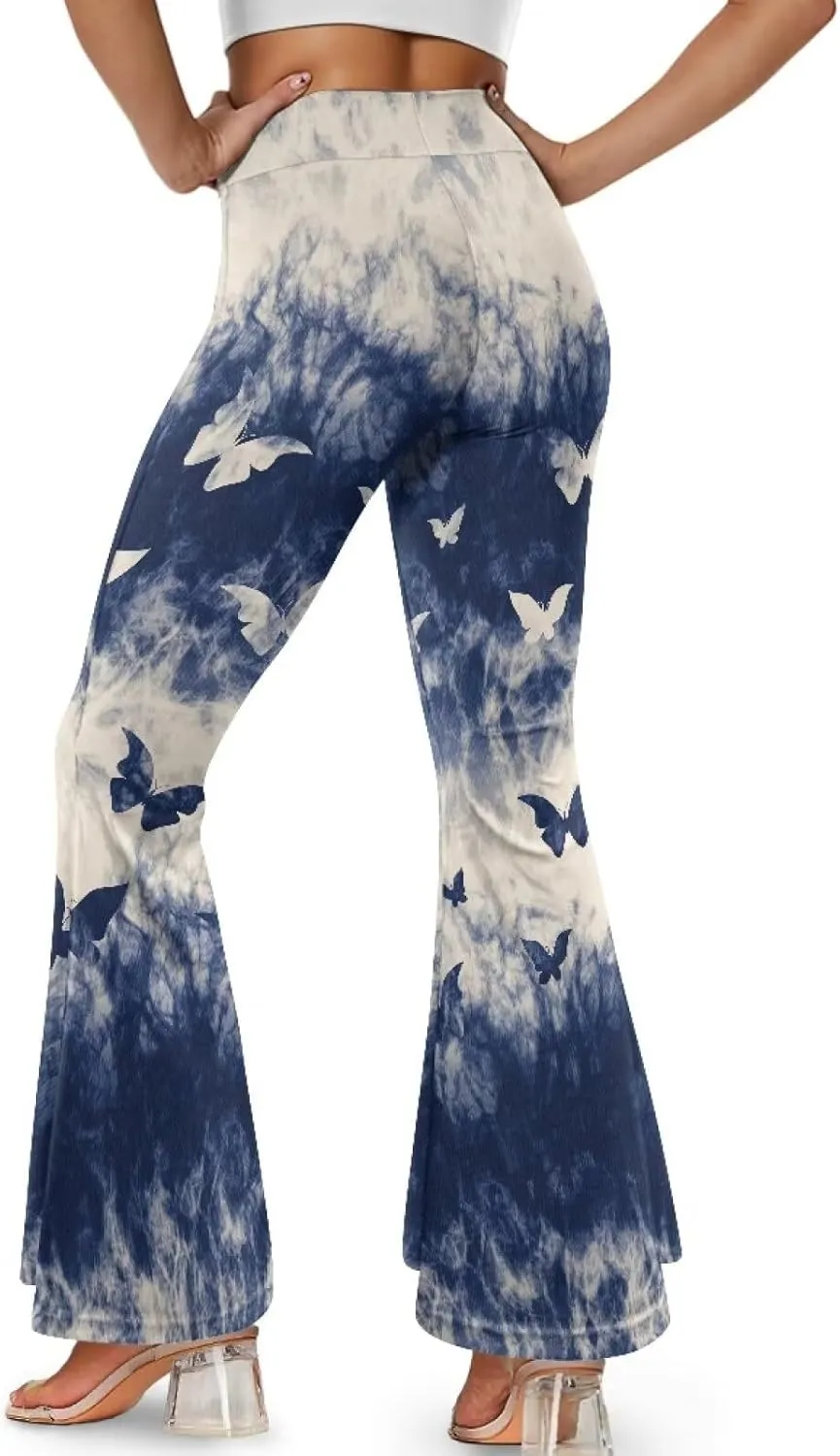 Yoga Pants Women Flared Slit Leggings Tummy Control High Waist Bell Bottom Trousers Plus Size Workout Bootleg Pants