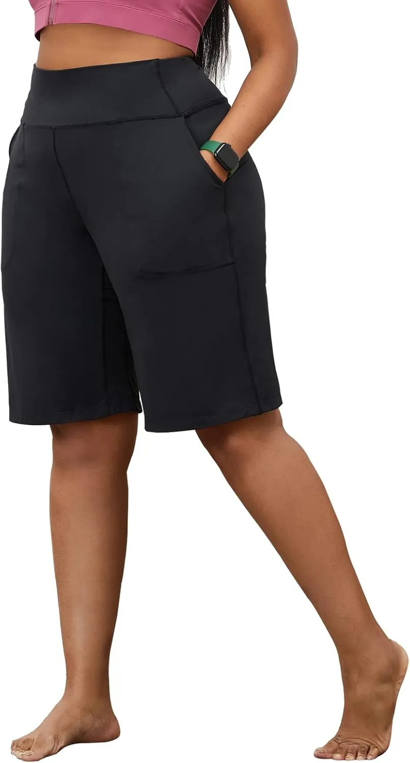 YOHOYOHA Plus Size Women Yoga Shorts-Capris Pants Wide Leg Casual Workout Pants