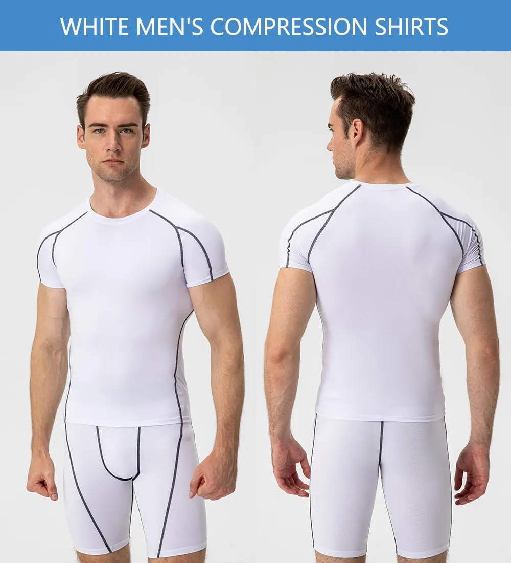 Yuerlian Men's Compression Shirts, Short Sleeve Athletic Compression Tops Dry Workout T Shirt Base Layer Undershirt