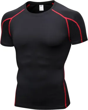 Yuerlian Men's Compression Shirts, Short Sleeve Athletic Compression Tops Dry Workout T Shirt Base Layer Undershirt