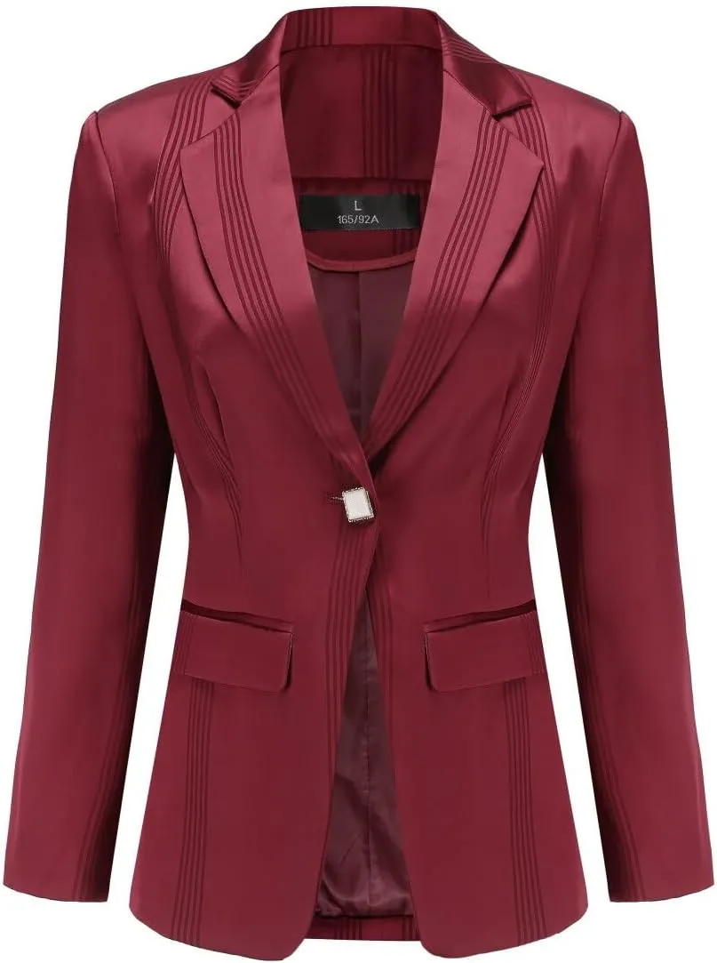 YYNUDA Women's Business 2 Piece Office Lady Pinstripe Suit Set Slim Fit Blazer and Pants