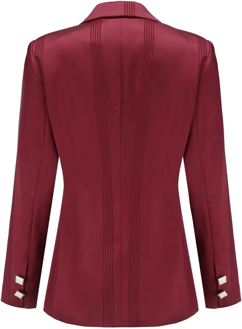 YYNUDA Women's Business 2 Piece Office Lady Pinstripe Suit Set Slim Fit Blazer and Pants