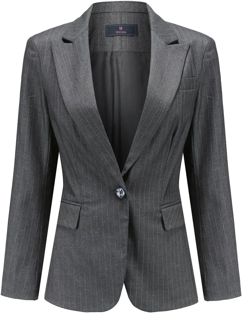 YYNUDA Women's Business 2 Piece Office Lady Pinstripe Suit Set Slim Fit Blazer and Pants