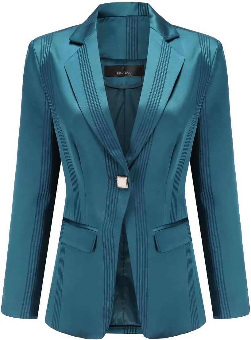 YYNUDA Women's Business 2 Piece Office Lady Pinstripe Suit Set Slim Fit Blazer and Pants
