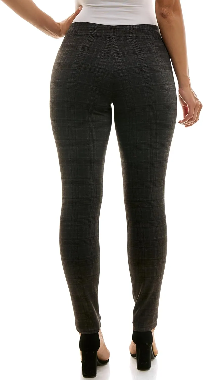 Zac & Rachel Women's Pull on Compression Ponte Legging Pant with Metal Tab Detail